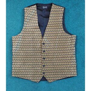 Edwards Vest Black and Gold Formal Casual Lattice Print Button Up Vest